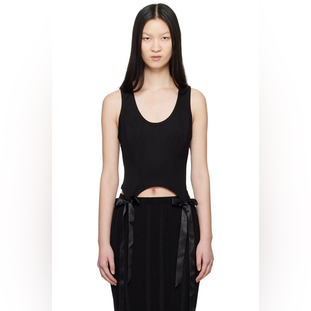 SIMONE ROCHA Black Bow Tail Easy Tank Top
